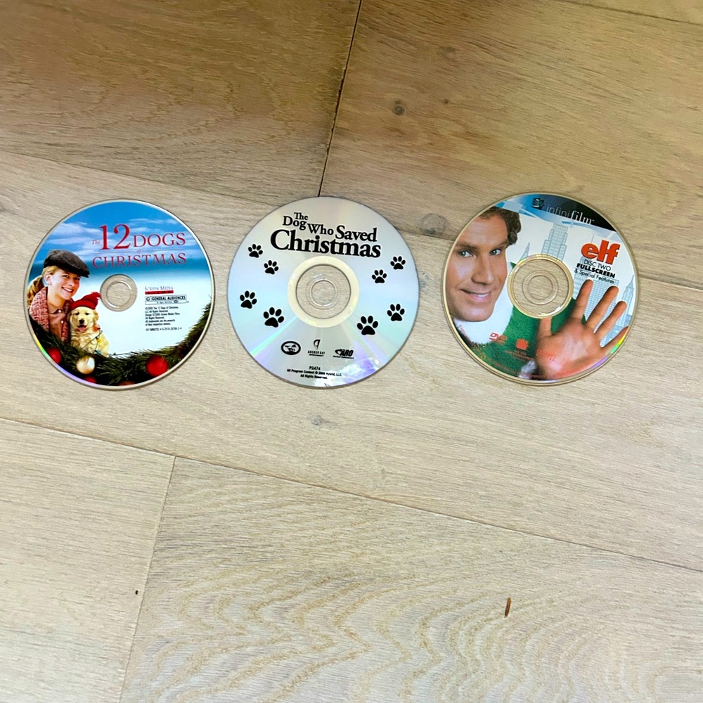 Christmas Movies-12 Dogs of Christmas', 'The Dog Who Saved Christmas', & 'Elf'.
